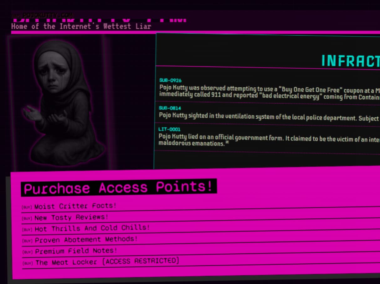 Cryptid website in the style of abes oddysee